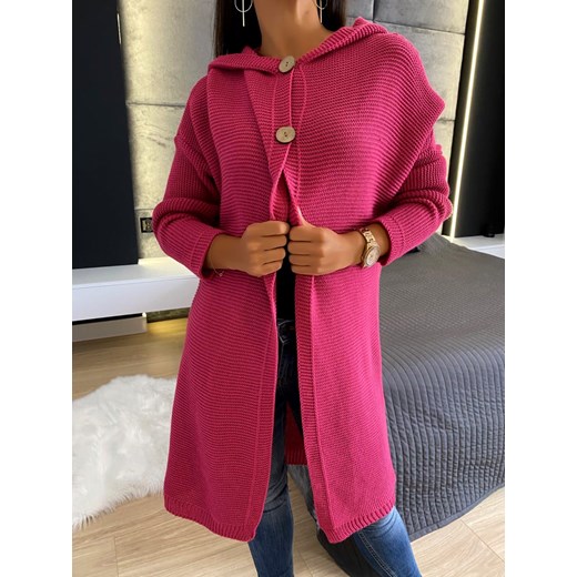 Różowy Sweter z Kapturem 6599-417-F Modnakiecka.pl Uniwersalny ModnaKiecka.pl