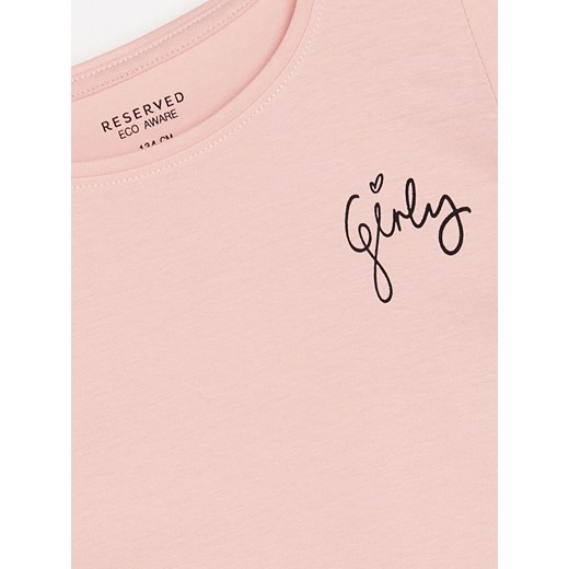 Reserved - Bawełniany t-shirt z napisem - Różowy Reserved 110 Reserved