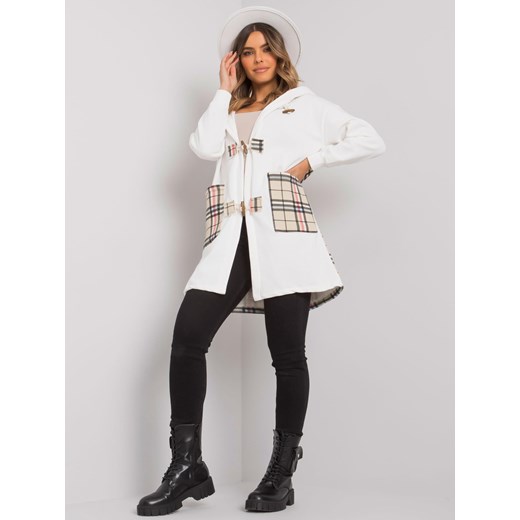 Biała narzutka z kapturem Leeds Fancy One size promocyjna cena netmoda.pl