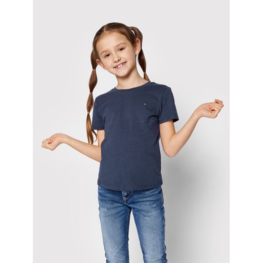 T-Shirt Essential Knit KG0KG06174 M Granatowy Regular Fit Tommy Hilfiger 5Y okazyjna cena MODIVO