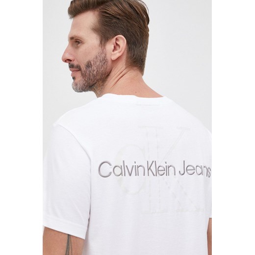 Calvin Klein Jeans t-shirt bawełniany kolor biały z aplikacją L ANSWEAR.com