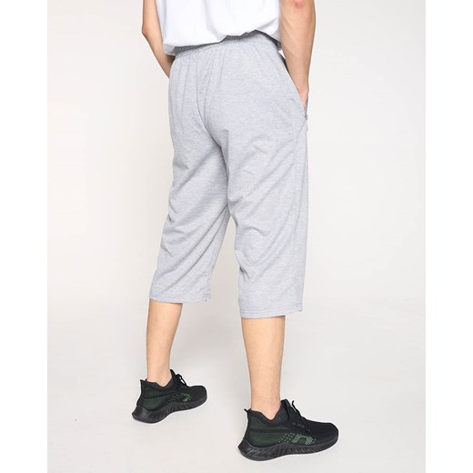 Męskie jasnoszare spodenki dresowe za kolano- Odzież Royalfashion.pl 3XL-46 royalfashion.pl