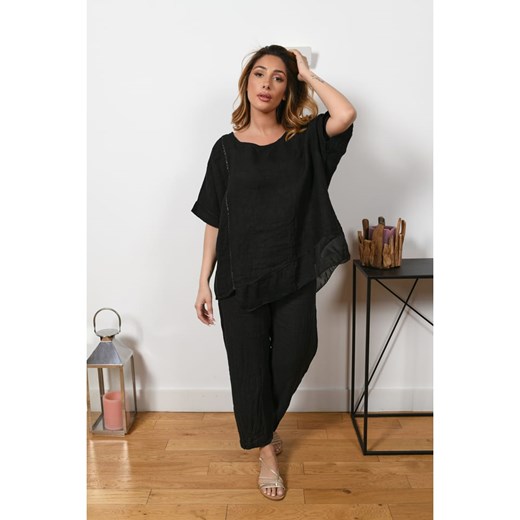 Lniana tunika w kolorze czarnym Plus Size Company 40/42 wyprzedaż Limango Polska