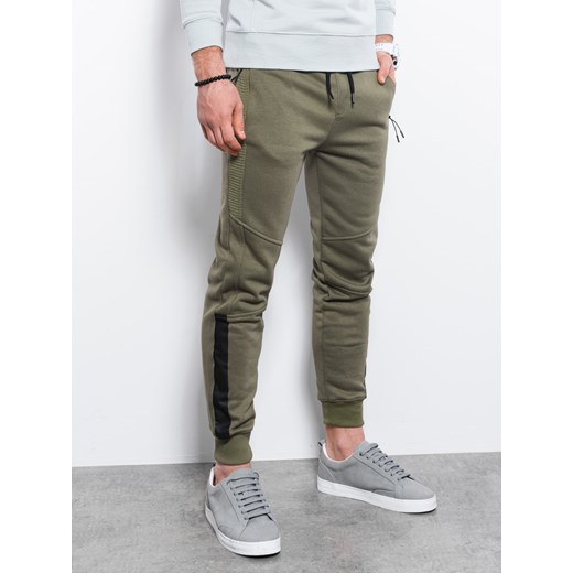 Spodnie męskie dresowe P920 - khaki L ombre
