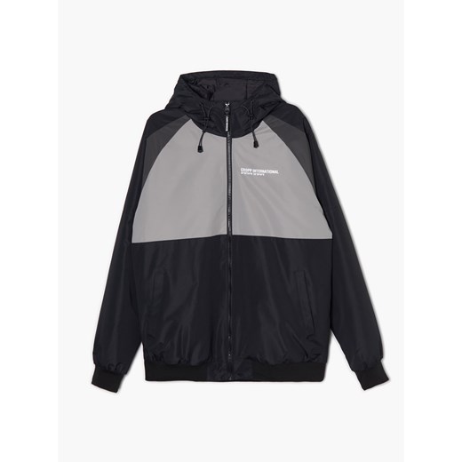 Cropp - Czarno-szara kurtka z kapturem - Czarny Cropp XL Cropp
