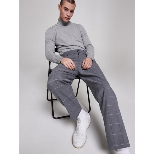 Cropp - Szare joggery w kratę - Jasny szary Cropp 34 Cropp