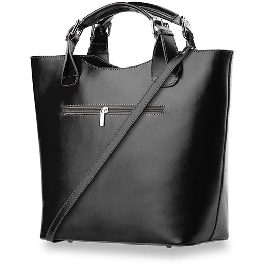 WŁOSKA SKÓRZANA DUŻA TORBA SHOPPER BAG - CZARNA world-style-pl czarny naturalne