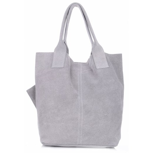 Torebka skórzana Shopper bag zamsz naturalny Jasno Szara (kolory) Genuine Leather PaniTorbalska