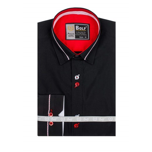 Koszula męska elegancka z długim rękawem czarna Bolf 5826