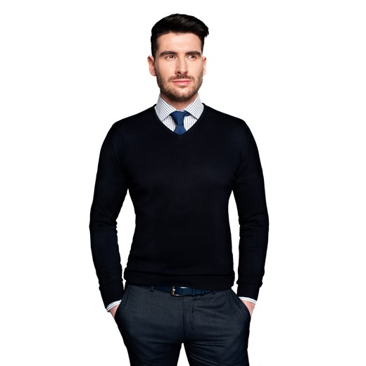 sweter nagel w serek granatowy