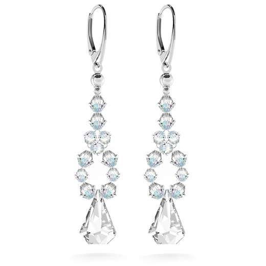 Srebrne ślubne kolczyki kryształy swarovski 925 : Kolor pokrycia srebra - Pokrycie Jasnym Rodem