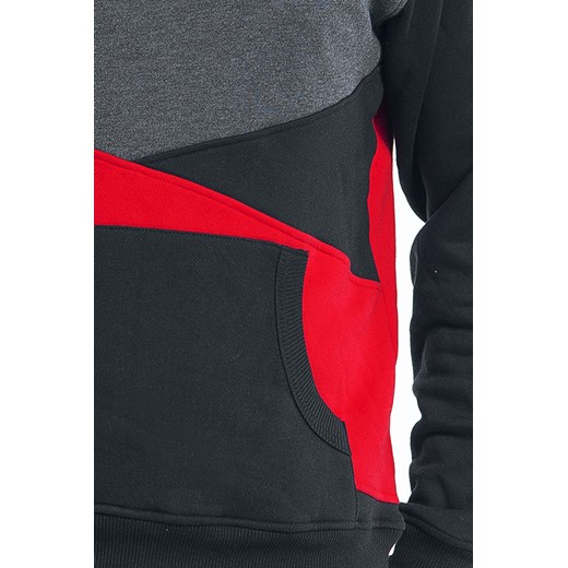 Urban Classics - Zig Zag Hoodie - Bluza z kapturem - czarny czerwony ciemnoszary