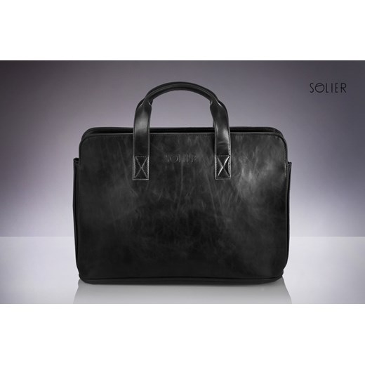 Męska torba na ramię, torba na laptop SOLIER S05 czarna