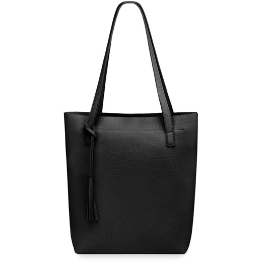 Shopper bag torebka damska zakupowa frędzle - czarny bialy world-style.pl