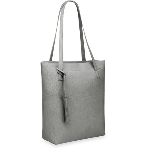 Shopper bag torebka damska zakupowa frędzle - czarny szary world-style.pl