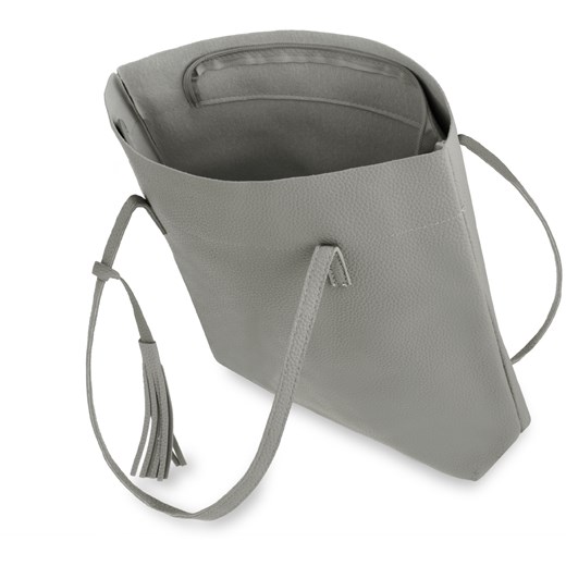Shopper bag torebka damska zakupowa frędzle - czarny szary world-style.pl