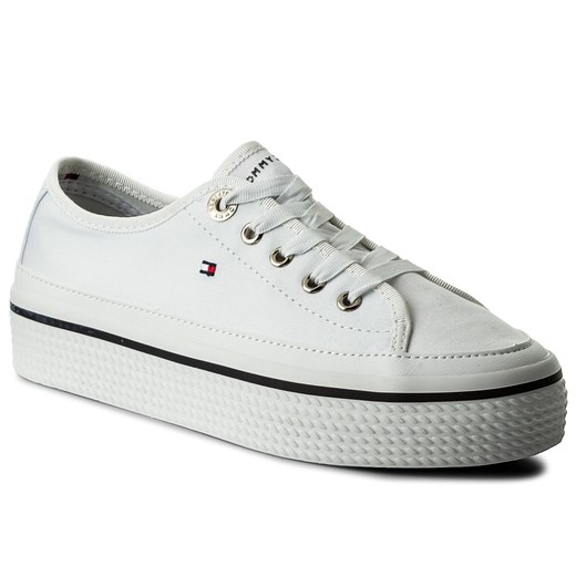 Tenisówki TOMMY HILFIGER - Corporate Flatform Sneaker FW0FW02456 White 100 szary Tommy Hilfiger 42 eobuwie.pl