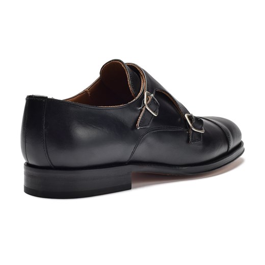 Eleganckie czarne skórzane buty męskie podwójne monki Leyva EleganckiPan.com.pl