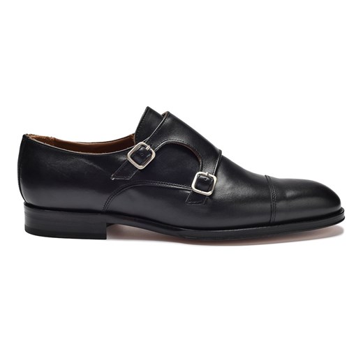 Eleganckie czarne skórzane buty męskie podwójne monki Leyva EleganckiPan.com.pl