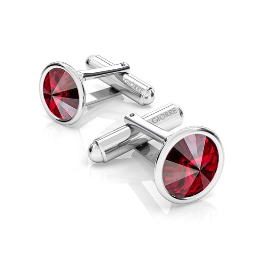 SREBRNE SPINKI DO MANKIETU SWAROVSKI RIVOLI 925 : Kolor kryształu SWAROVSKI - Siam, Kolor pokrycia srebra - Pokrycie Jasnym Rodem Giorre