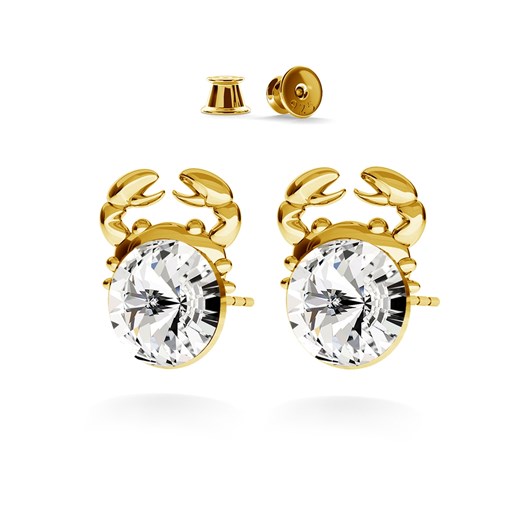 SREBRNE KOLCZYKI KRAB SWAROVSKI RIVOLI 925 : Kolor kryształu SWAROVSKI - Crystal, Kolor pokrycia srebra - Pokrycie Żółtym 24K Złotem Giorre