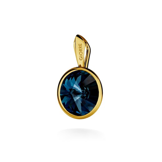 SREBRNY WISIOREK SWAROVSKI RIVOLI 925 : Kolor kryształu SWAROVSKI - Montana, Kolor pokrycia srebra - Pokrycie Żółtym 24K Złotem Giorre