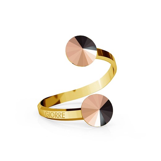 SREBRNY PIERŚCIONEK SWAROVSKI RIVOLI 8MM 925 : Kolor kryształu SWAROVSKI - Rose Gold, Kolor pokrycia srebra - Pokrycie Żółtym 24K Złotem Giorre