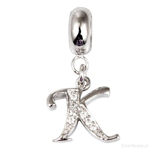 D648 Litera K charms zawieszka koralik srebro 925