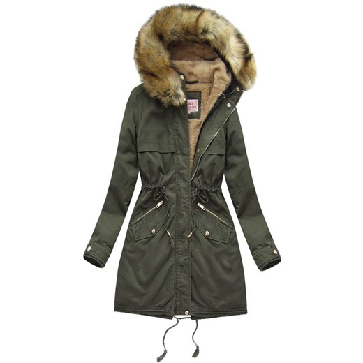 BAWEŁNIANA PARKA Z PODPINKĄ KHAKI (W166-1) Mhm XL (42) goodlookin.pl