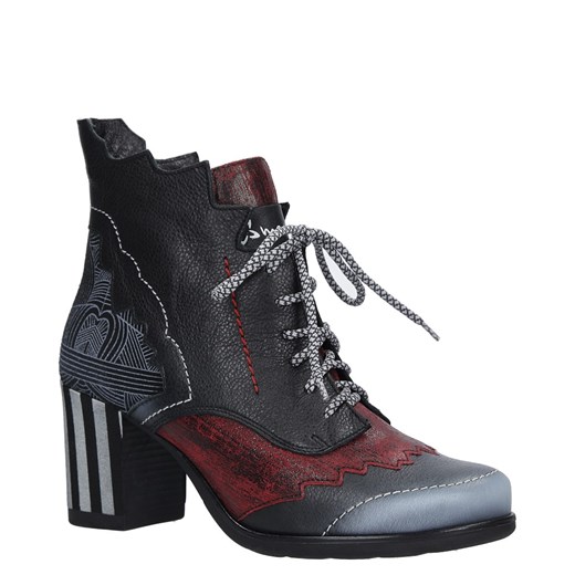 Botki Maciejka w paski ze skóry eleganckie