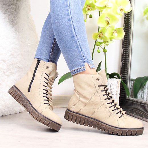 Workery damskie Rieker sznurowane casual