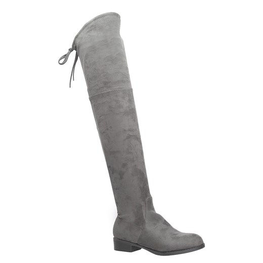 Szare kozaki za kolano na niskim obcasie Casu D18X9/G Casu 36,37,38,39,40,41 promocyjna cena Casu.pl