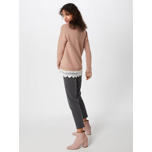 Sweter damski Cream beżowy z okrągłym dekoltem w świąteczne wzory