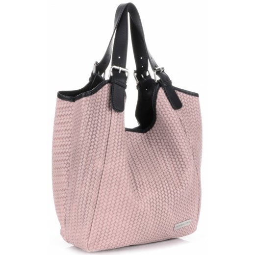 Włoskie Torebki Skórzane ShopperBag VITTORIA GOTTI Pudrowy Róż