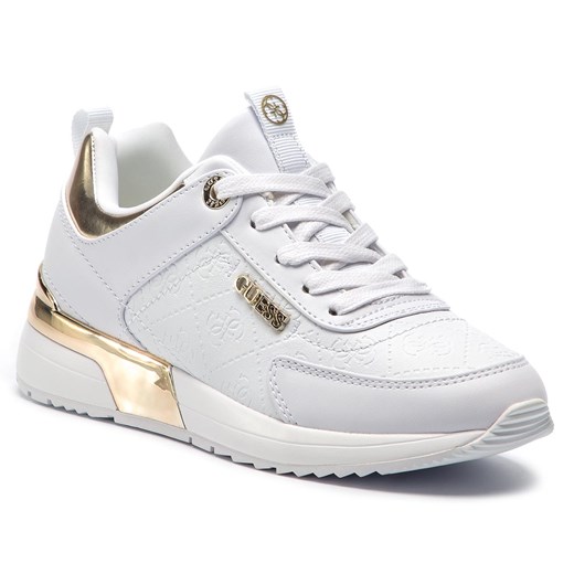 Sneakersy damskie Guess wiązane ze skóry ekologicznej gładkie na koturnie