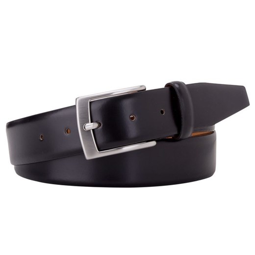 Elegancki pasek skórzany męski 3,5cm czarny gładki