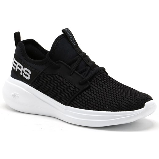 Buty sportowe damskie czarne Skechers na fitness gładkie płaskie wiązane