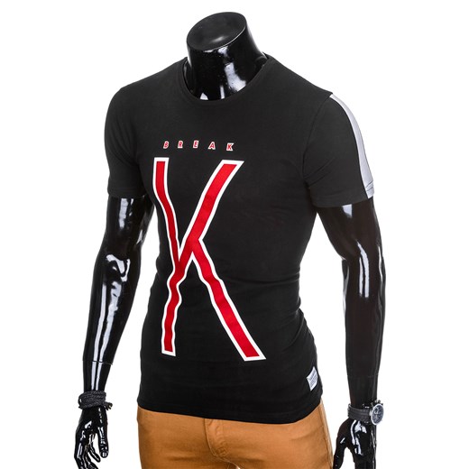 T-shirt męski z nadrukiem S925 - czarny
