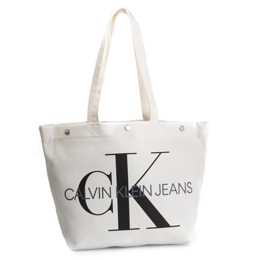 Shopper bag biała Calvin Klein bez dodatków