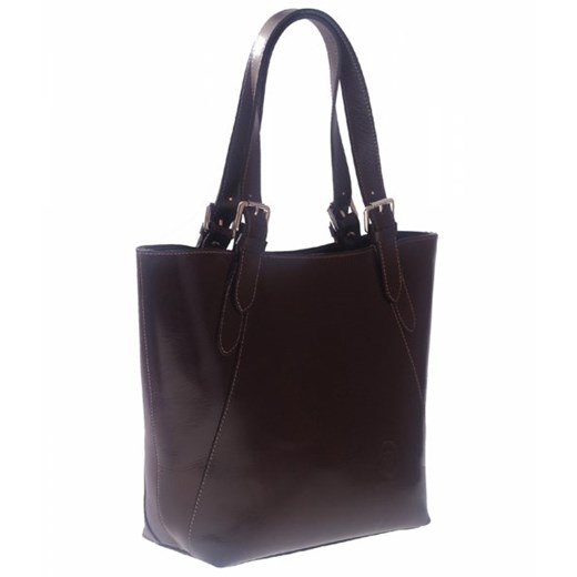 Uniwersalna Torba skórzana Genuine Leather dł. rączki Czrkolada