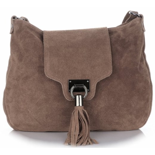 Uniwersalne Torebki Listonoszki Skórzane Na co Dzień firmy Genuine Leather Zamsz Naturalny Ziemista (kolory)