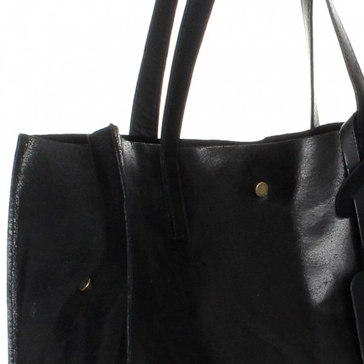 Torba Skórzana Shopper Bag z Kosmetyczką Czarna (kolory)