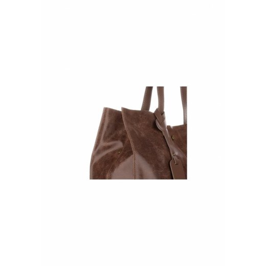 Torba Skórzana Shopper Bag z Kosmetyczką Brąz (kolory)