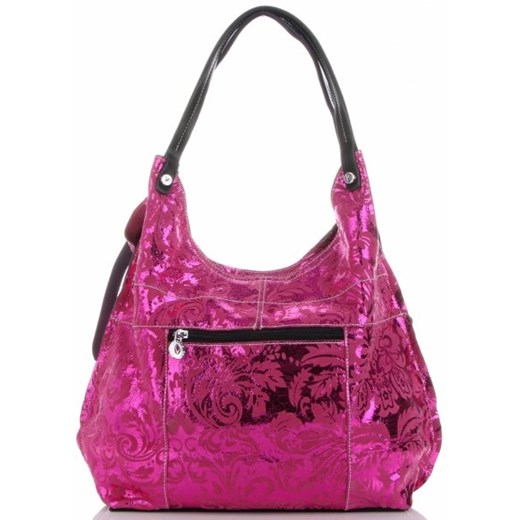 Velina Fabbiano shopper bag na ramię średniej wielkości różowa lakierowana