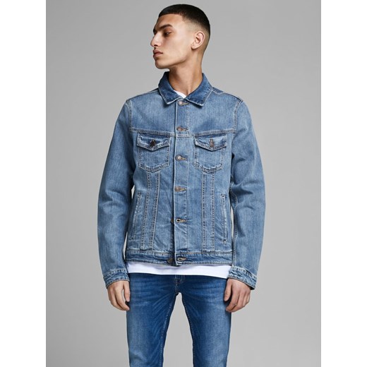 Kurtka męska niebieska Jack & Jones jeansowa na wiosnę w stylu młodzieżowym