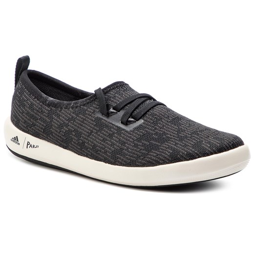 Buty sportowe damskie czarne Adidas terrex bez wzorów płaskie sznurowane z tworzywa sztucznego