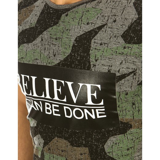 T-shirt męski z nadrukiem camo antracytowy (rx2061)