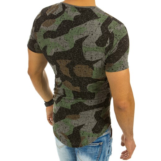 T-shirt męski z nadrukiem camo antracytowy (rx2061)