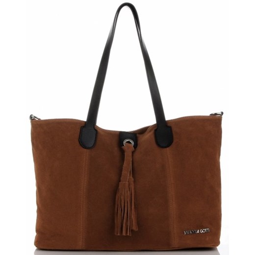 Shopper bag Vittoria Gotti zamszowa skórzana na ramię