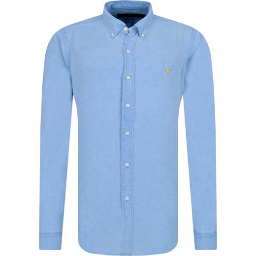 Koszula męska Polo Ralph Lauren bez zapięcia z długim rękawem niebieska z kołnierzykiem button down